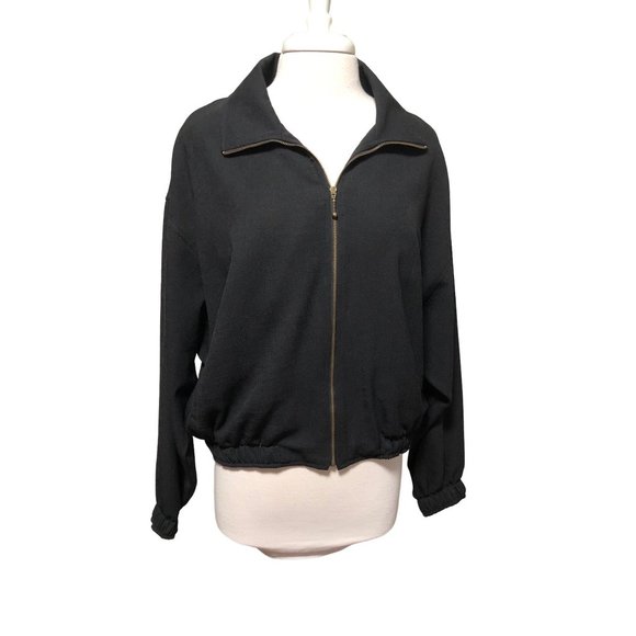 Hanasport black vintage zip front jacket with pockets Xl - Picture 1 of 6